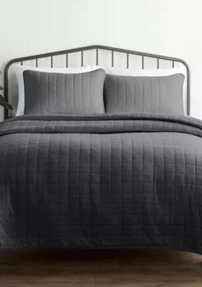 Premium Ultra Soft Square Pattern Quilted Coverlet Set