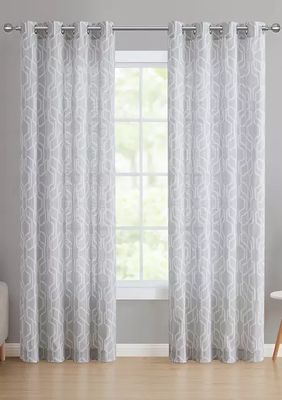 84 Inch Blakely Gray Embroidered Curtain Panels