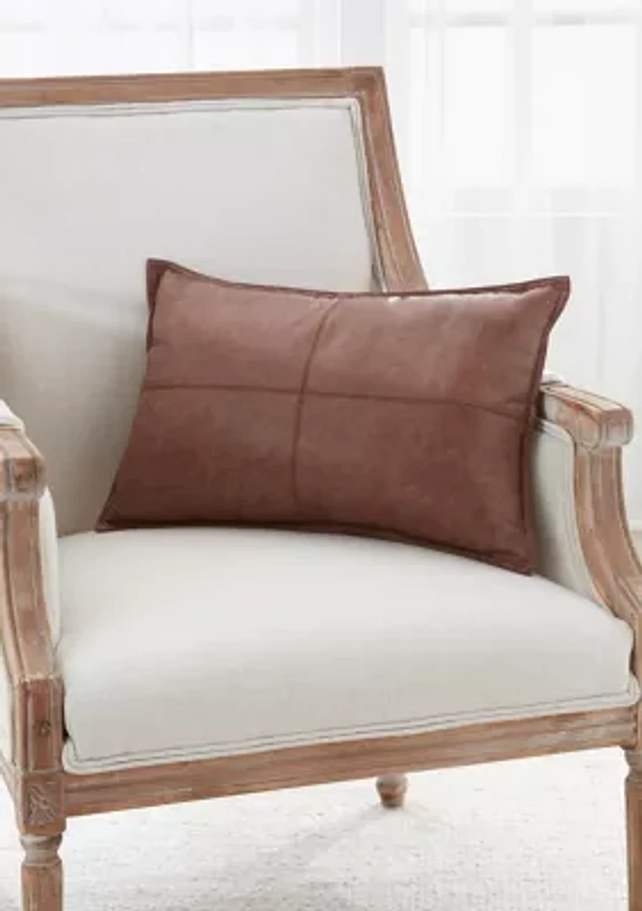 Faux Leather Brown Oblong Pillow