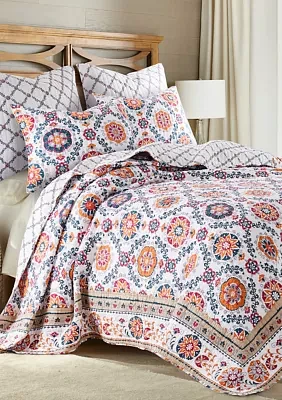 Kalina Floral Medallion Reversible Twin Quilt Set