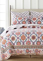 Kalina Floral Medallion Reversible Twin Quilt Set