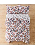 Kalina Floral Medallion Reversible Twin Quilt Set