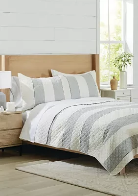 Mix Media Stripe 3 Piece Quilt Set