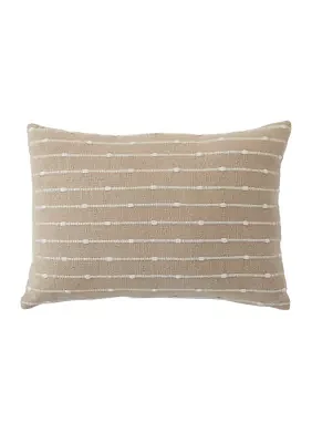 Tan and White Striped Decorative Pillow