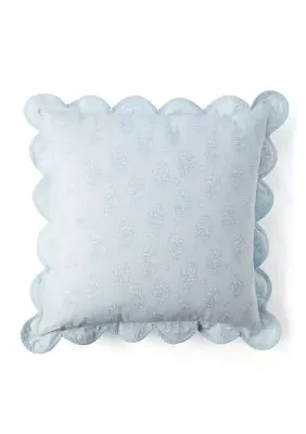 Floral Printed Scalloped Throw Pillow