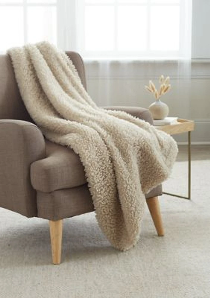 Teddy Faux Fur Taupe Throw Blanket