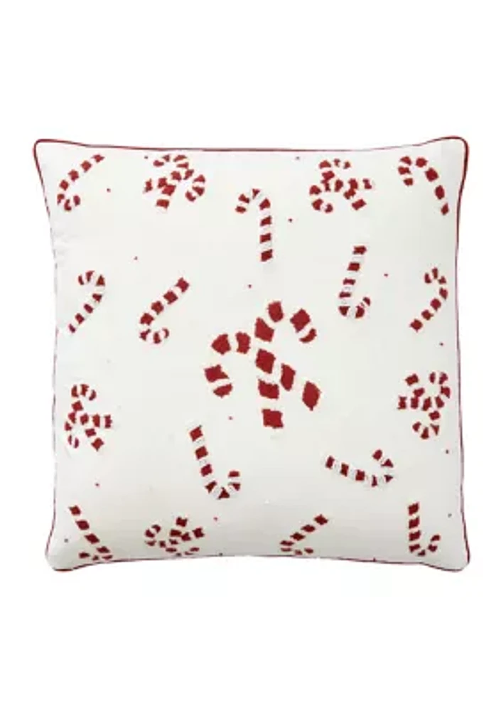 Beaded Candy Cane Throw Pillow