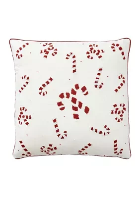 Beaded Candy Cane Throw Pillow