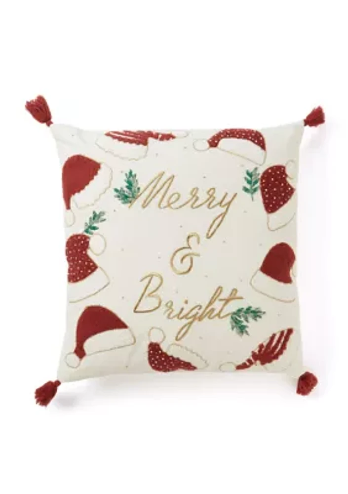 Merry & Bright Tassel Throw Pillow