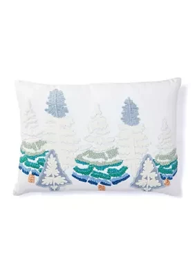 Decorative Winter Trees Beaded Pillow