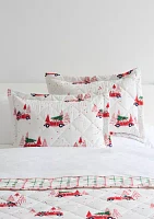 Red Christmas Car Quilt Set