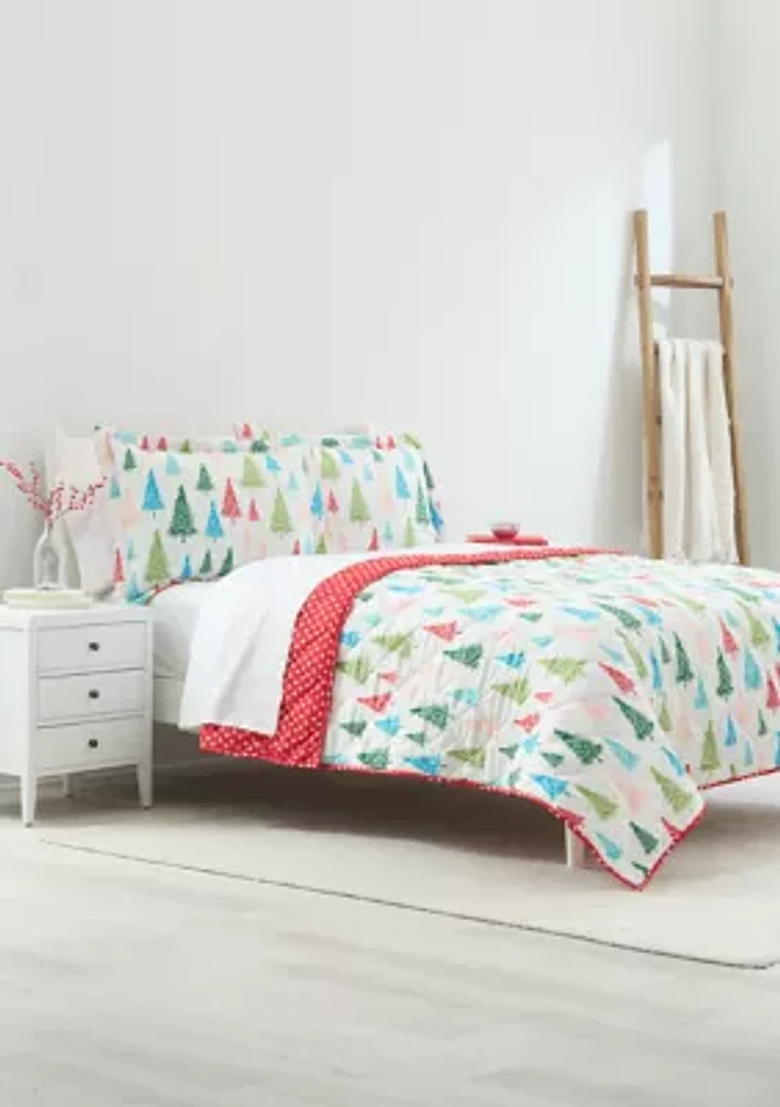 Multicolored Trees Quilt Set