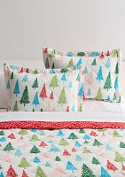 Multicolored Trees Quilt Set