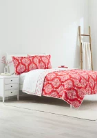 Red Snowflake Tree Quilt Set