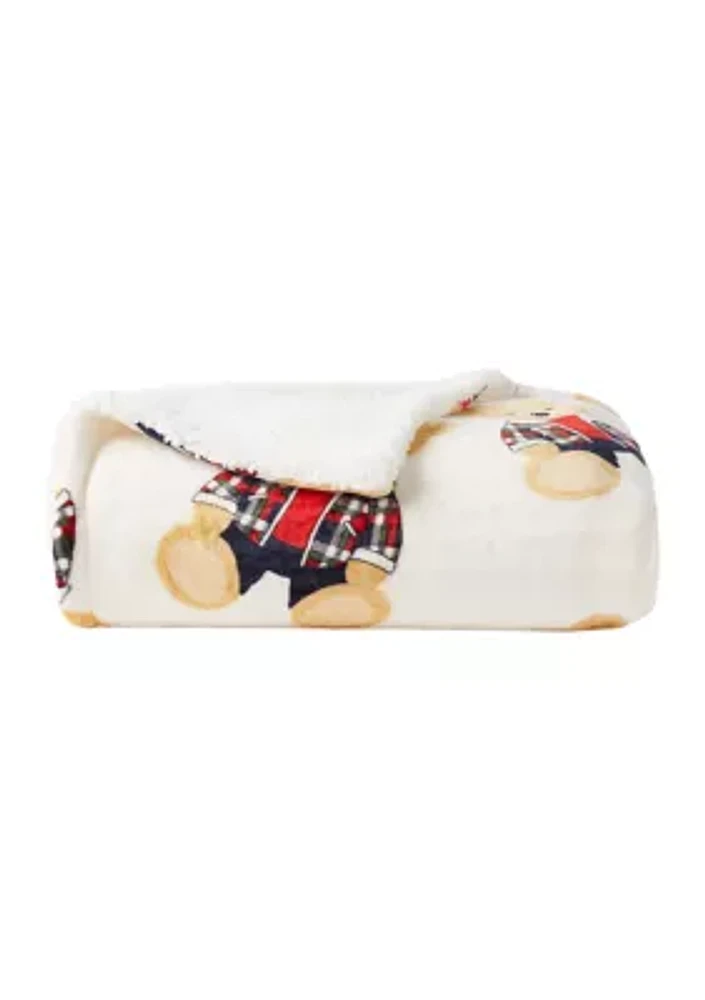 Sherpa Printed Plush Throw Blanket