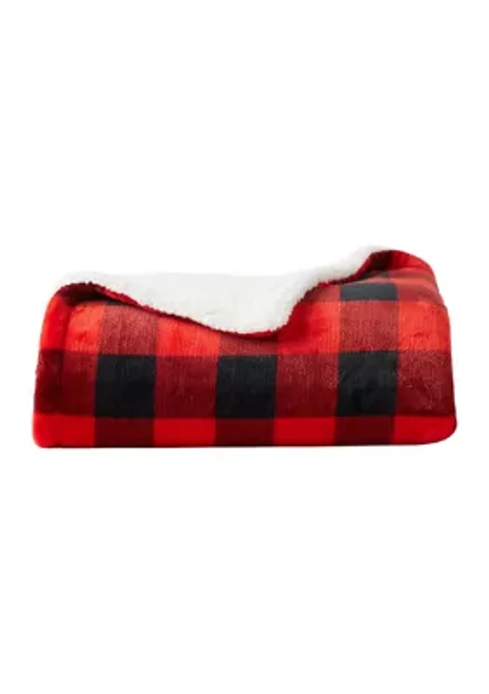 Sherpa Printed Plush Throw Blanket