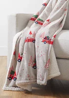 Sherpa Printed Plush Throw Blanket