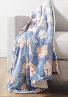 Sherpa Printed Plush Throw Blanket