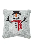 Hooked Snowman Throw Pillow