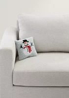 Hooked Snowman Throw Pillow