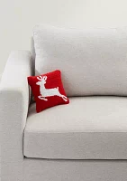 Hooked Reindeer Throw Pillow