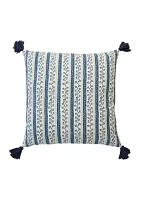 Blue Print Tassel Decorative Pillow