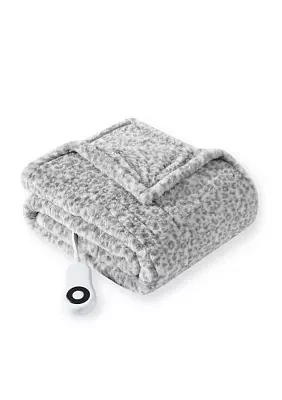 Faux Fur Heated Throw Blanket