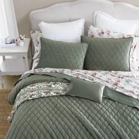 Solid Diamond Stitch Microfiber Quilt-Sham Set Bonus