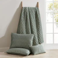 Solid Diamond Stitch Microfiber Quilt-Sham Set Bonus