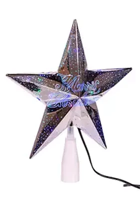 Kurt S. Adler 10-Inch 18-Light Merry Christmas Silver Star Tree Topper