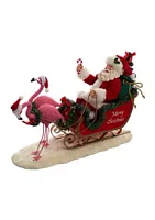 Kurt S. Adler 10-Inch Fabriche Flamingos Pulling Santa Sleigh