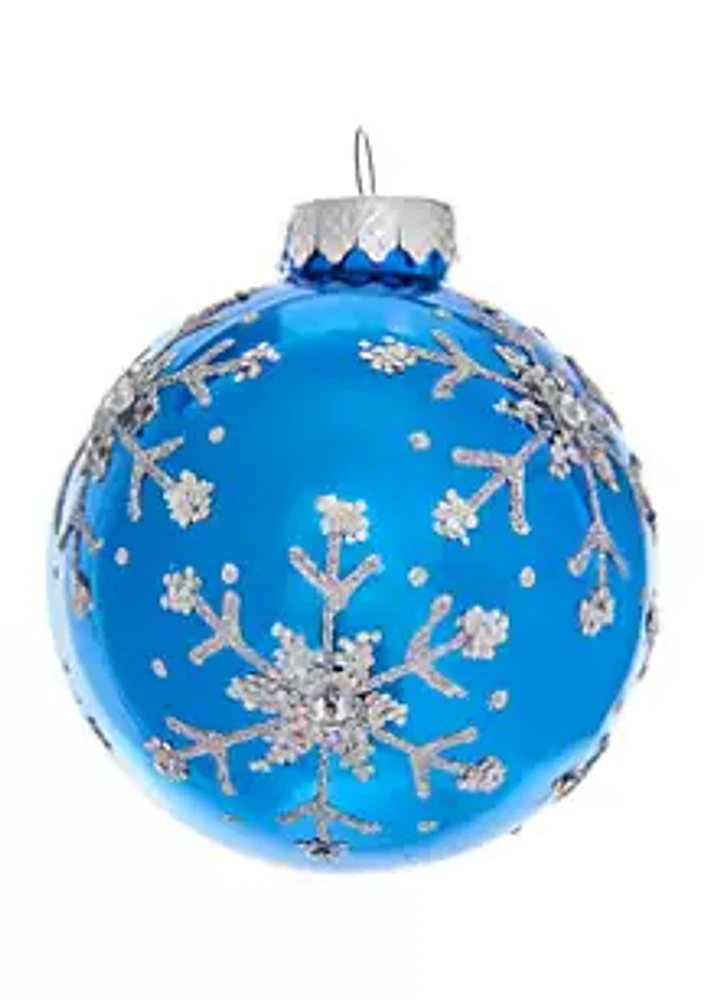 Kurt S. Adler  Glitter Snowflake Glass Ornaments - 6 Piece Set