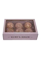 Kurt S. Adler 80 Millimeter Gold Lattice Glass Ball Ornaments - 6 Piece Set