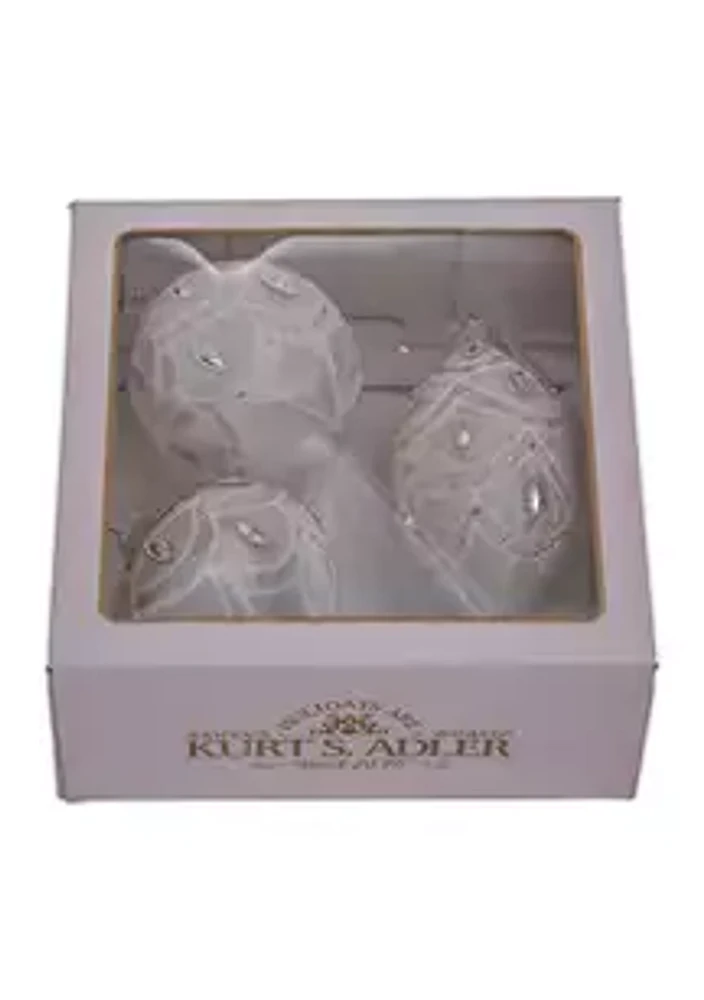 Kurt S. Adler 80 Millimeter White Glass Ball Finial and Onion - 3 Piece Set