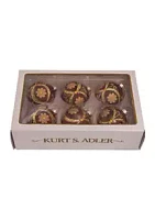 Kurt S. Adler 80 Millimeter Matte and Shiny Copper Glass Balls with Gold - 6 Piece Set