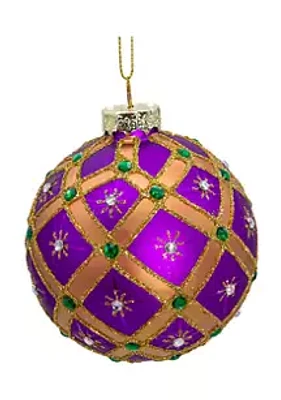 Kurt S. Adler 80MM Glass Purple Jewel 6-Piece Ball Ornament Set