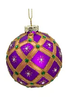 Kurt S. Adler 80MM Glass Purple Jewel 6-Piece Ball Ornament Set