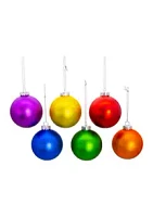 Kurt S. Adler 80MM Glass Matte Pride 6-Piece Ball Ornament Set