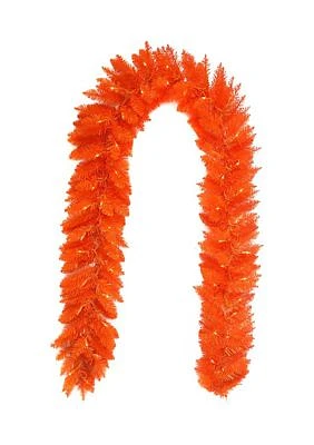 9 Foot Pre-Lit Orange Garland