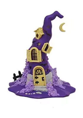Kurt S. Adler 10.43 Inch Claydough Halloween Purple LED Witch Hat Table