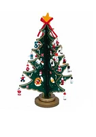 Wooden Tree with Miniature Wooden Ornaments, 25 Piece Set