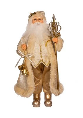 17-Inch Light Gold Santa with Staff and Bells