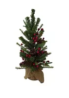 Kurt S. Adler 24 Inch Red Berries and Pinecones Tree