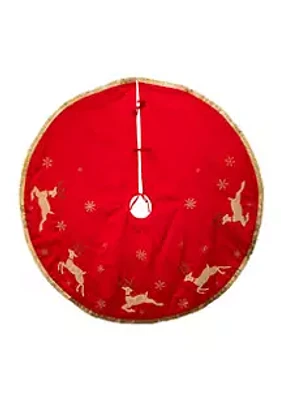 Kurt S. Adler 54-Inch Red and Tan Patchwork Reindeer Running Tree Skirt