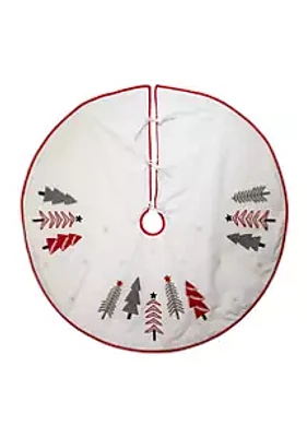 Kurt S. Adler 50-Inch Ivory, Green and Red Tree Embroidered Tree Skirt