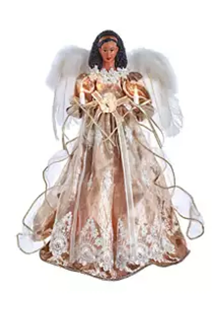 Kurt S. Adler 16-Inch White/Rose Gold Black Angel Tree Topper