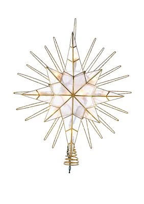 10-Light Gold Glitter Capiz Bethlehem Star Treetop