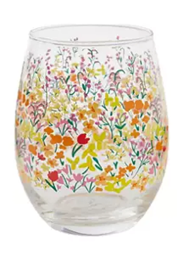 Home Essentials Floral Stemless Wine Glass