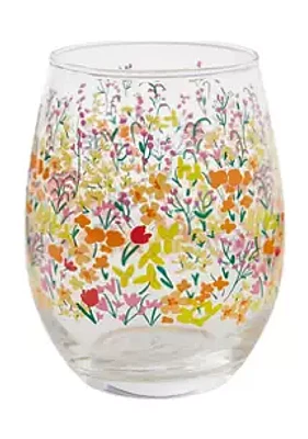 Home Essentials Floral Stemless Wine Glass