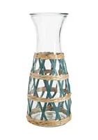 Home Essentials Turquoise Striped Rattan Sleeve 35 Ounce Carafe